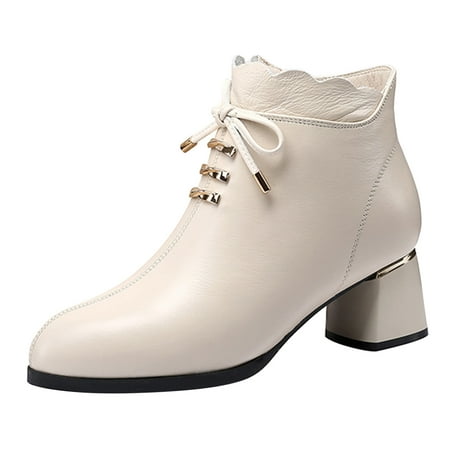 

ZIZOCWA Thigh High Boots For Women Wide Calf Womens Boots Heels Winter Fashion Women Solid Color Autumn Thick Sole Square Heels Zipper Thin Fleece Short Booties Round Toe Shoes Whisper Boot