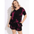 thumbnail image 2 of CASSIE LIZ Womens Plus Size 2 Piece Shorts Set V-Neck Pink Black Tie Dye Casual Lounge Outfits with Pockets Short Sleeve Top and Drawstring Shorts for Workout Daily Vacation (XL-5XL), 2 of 9
