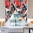 thumbnail image 4 of Color Block Triangle Swag Curtain Valance for Windows, Black Red Stitching Window Treatments Short Swag Topper for Kitchen Windows Bathroom Bedroom, 28"x36", 4 of 8