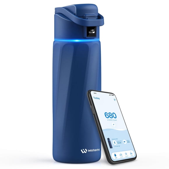 Botella de agua inteligente WATERH WATERH 24 oz con recordatorio azul