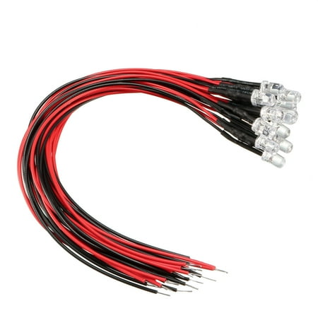 

15Pcs 5mm Pre-Wired Diffused Diodes Light 20mA DC 9-12V Red