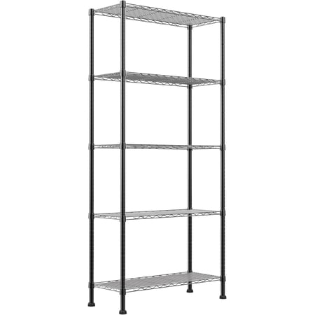 REGILLER 5-Wire Shelving Metal Storage Rack Adjustable Shelves,Standing Storage Shelf Units for Laundry Bathroom Kitchen Pantry Closet(Black,14.1" D x 30" W x 79" H)