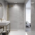 thumbnail image 3 of VIGO Zenith 34 in. W x 74 in. H Frameless Fixed Shower Screen Door in Matte Brushed Gold with 3/8 in. (10mm) Fluted Glass, 3 of 10