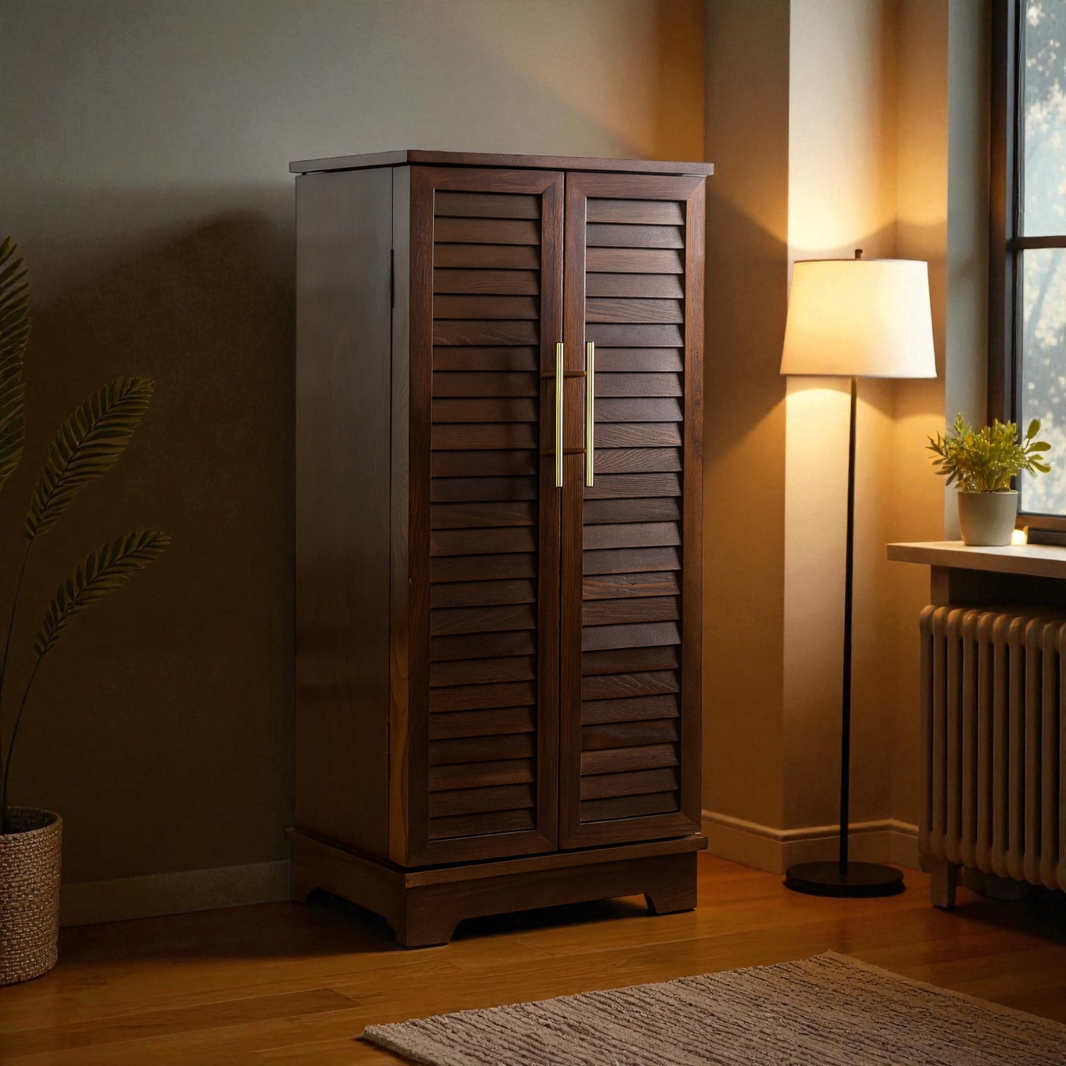 Hives & Honey Port Elegant Chocolate Jewelry Armoire: Freestanding, Lockable Wooden Cabinet for Women