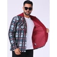 thumbnail image 7 of DARING DIVA Shirt Jacket Drawstring Hooded Plaid Shacket L Red Gray, 7 of 7