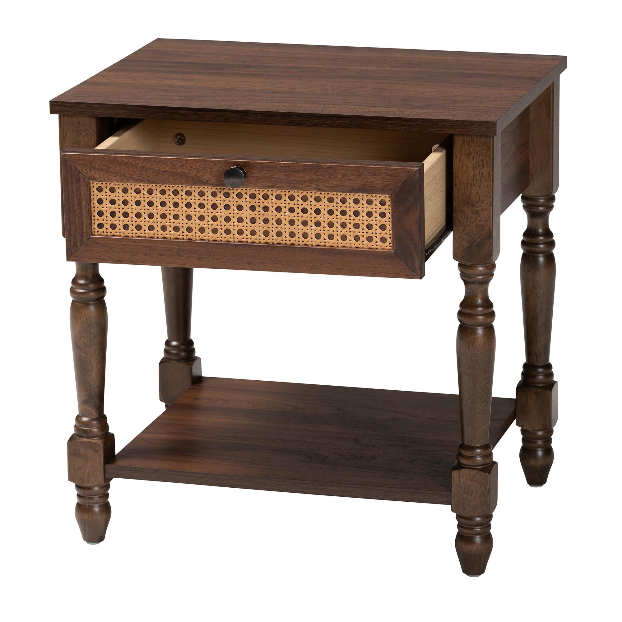 Baxton Studio Roden Transitional Nightstand, 1-Drawer, Dark Brown