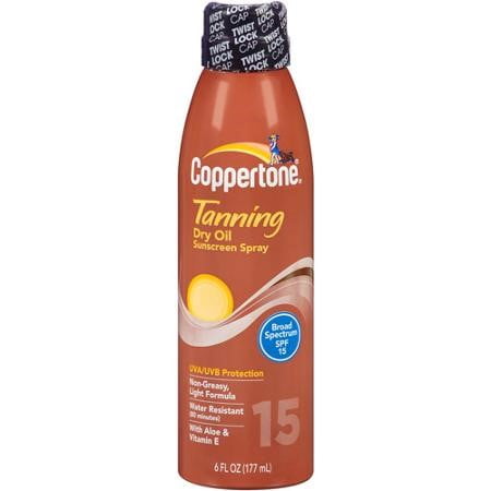 Coppertone Tanning Sunscreen Spray - Water Resistant Spray Sunscreen - SPF 15 - 5.5oz