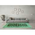 thumbnail image 3 of Ahgly Company Machine Washable Indoor Square Oriental Turquoise Blue Industrial Area Rugs, 4' Square, 3 of 4