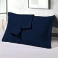 thumbnail image 3 of CCNY Set of 2 Pillow Covers Navy Blue - Standard 20x26 Size Stripe Pattern 600 TC 100% Egyptian Cotton Soft Pillow Cushion Cover, 3 of 7
