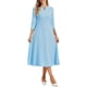 thumbnail image 2 of Vestido de trabajo para mujeres INSPIRE CHIC, corte A, mangas 3/4, vestido midi elegante, azul claro, talla M, 2 of 6
