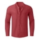 thumbnail image 5 of Ceisia Men's Relaxed Fit Linen Blend Stand Collar Shirt, Solid Color Long Sleeve Casual Button-Up Top Gifts, 5 of 6