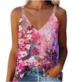 thumbnail image 2 of Summer Women Tank Tops Plus Size V-Neck Sleeveless Color Printed Classic Pullover Blouse Shirt Spaghetti Straps Casual Loose Dressy Going Out Tops For Women, 2 of 5