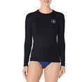 thumbnail image 1 of Women's Standard Sleek Solid Long Sleeve Rashguard with UPF 50+, Smoothies Black, Small, 1 of 3