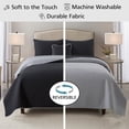 thumbnail image 4 of NSH by New Sega Home 4-Piece Black Pinsonic Reversible Waffle Textured Quilt Set with Reversible Shams and Decorative Pillow, Full/Queen, 4 of 9