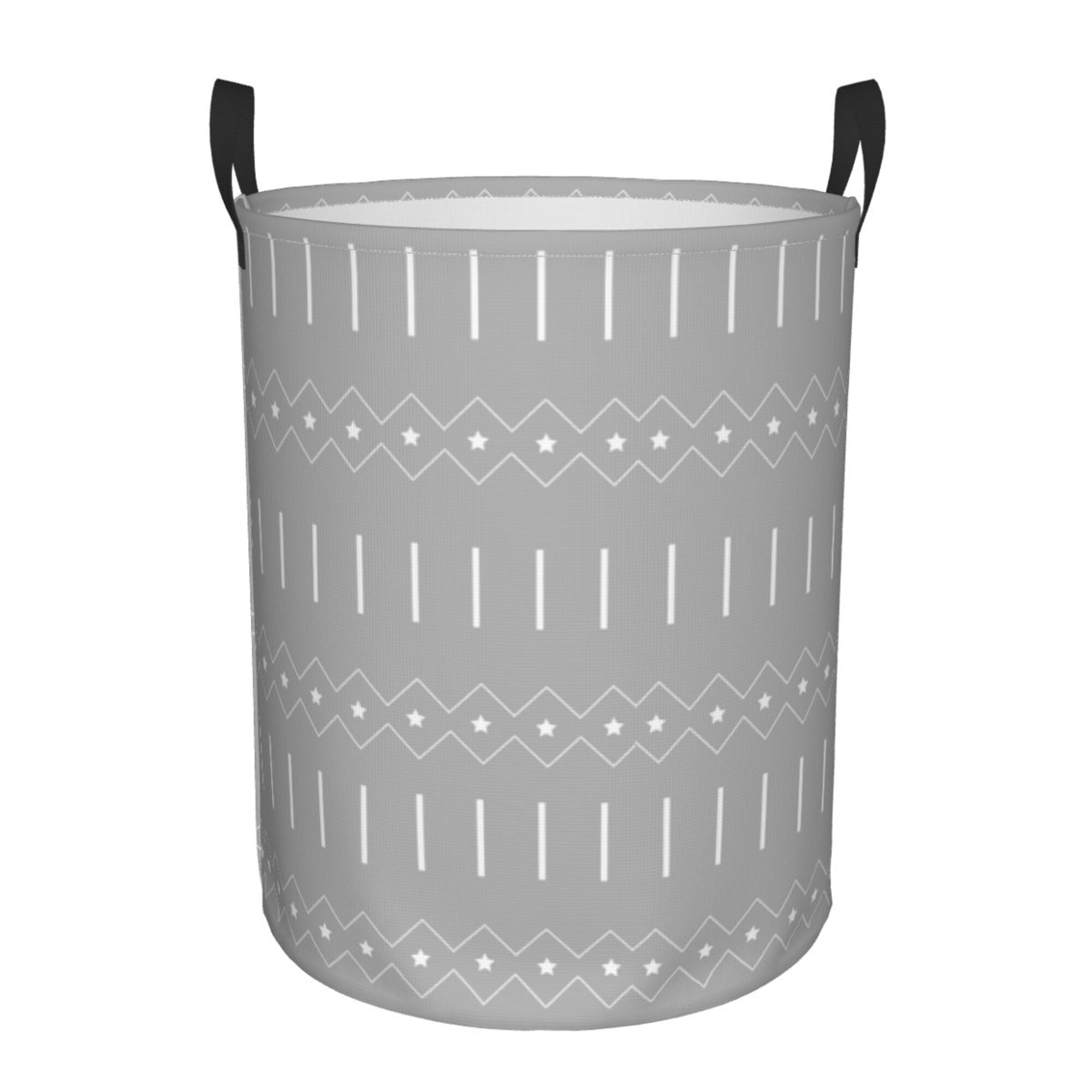 TEQUAN Waterproof Laundry Hampers, Gray Minimalism Geometry Star Pattern Clothes Storage Basket