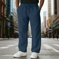 thumbnail image 6 of Men's Relaxed-Fit Drawstring Straight-Leg Pants, Solid Color Casual Trousers for Travel, Daily Wear and Spring Summer,Navy,XL, 6 of 7