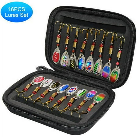 16Pcs Fishing Spoons Lures Metal Baits Set for Trout Bass Casting Spinner Fishing Baits with Storage Bag Case