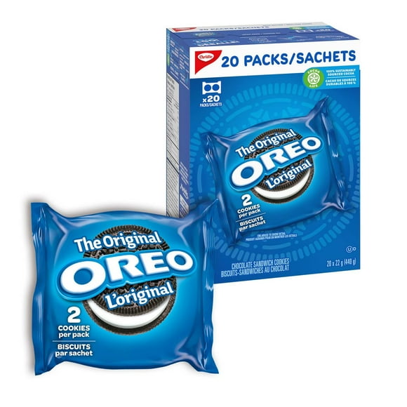 OREO Original Chocolate Sandwich Cookies, 20 Packs, School Snacks, 440 g