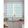 thumbnail image 4 of Sheer Curtains 72 Inches Long 2 Panels Set for Bedroom, Boho Turquoise Stripe Semi Sheer Curtains for Windows, Abstract Geometric White Minimalist Voile Window Treatments Rod Pocket Curtain, 4 of 7