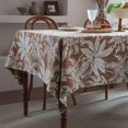 thumbnail image 2 of Vintage Jacquard Tablecloth Chenille Plant Table Cloth Wrinkle Free Stain Resistant Table Cover for Kitchen and Dining Room (Rectangle, 140*180cm, Khaki), 2 of 5