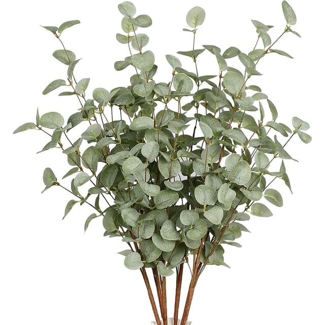 Plantas artificiales VGIA con tallos de eucalipto, 12 unidades, para decoración del hogar