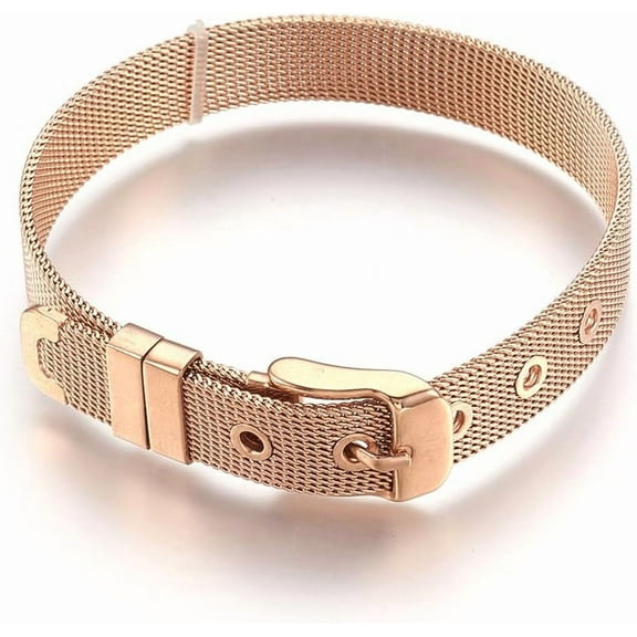 1pc 304 Stainless Steel Watch Bands Watch Belt Fit Slide Rose golden 8-1/2 inch(21.5cm) 10mm