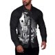 thumbnail image 1 of Camisa para hombre con bandera estadounidense y calavera, moderna, informal, deportiva, para correr, fitness, cómoda, suave, , nueva camisa de manga larga con solapa para hombre, 1 of 6