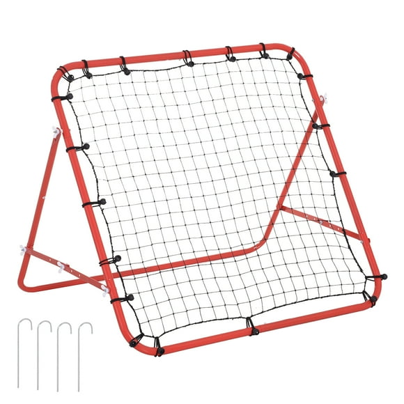 HOMCOM Rebounder Net Football Training Aid Kickback Target Play Red