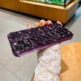 thumbnail image 5 of iPhone 14 Pro Max Case, Cute 3D Bling Plaid Design, Luxurly Plating Sparkle Mirror Case, Soft Silicone Shockproof Protective Back Cover for Women Girls（Purple）, 5 of 13