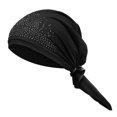 thumbnail image 2 of KAIYANG Turbante de algodón para mujer, sin tirantes, con diamantes de imitación, con correa de tiara de 56 a 58 cm (negro) y color caqui, 2 of 5
