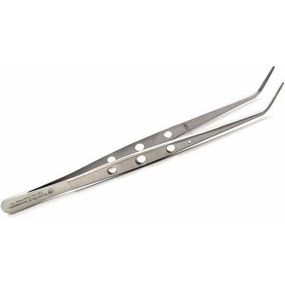 Professional Kitchen Food Serving Tongs with Angled Precision Serrated Tips Stainless Steel Tweezers 6" For Food Cooking, Plate Decoration Food Picking & Gripping