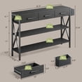 thumbnail image 3 of Aiho 47 "L Console Table  with Drawers, Entryway Table with Storage Shelves, Sofa Table for Living Room, Entryway  - Black, 3 of 10