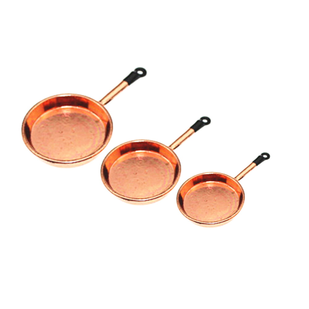 3PCS Dollhouse Miniature 1:12 Metal Cooking Pots Supplies Cookware With Cover 