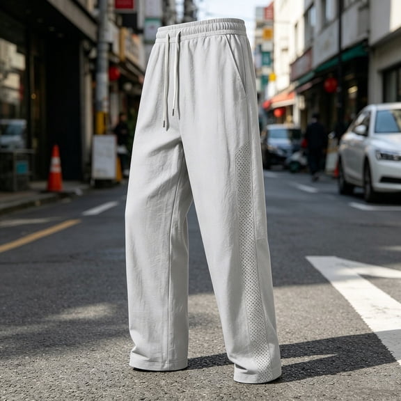 DayScoop Mens Fashion Pants Summer Trousers Solid Big & Tall Breathable Loose Mesh Fast Drying Cool All Match Full Length Pants