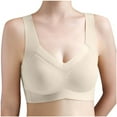 thumbnail image 5 of Tanghaowl Women's Seamless Underwear Women's Summer Thin Large Sized Bra Beautiful Vest Style Integrated Fixed Cup Large Chest Small Bra Gathered Together Tan Bra, 5 of 5