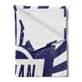 thumbnail image 2 of Ethan Soft Flannel Fleece Throw Blanket, Grunge Letters in Navy Blue in a Circle with Wavy Stripes Boys Birthday, Cozy Plush for Indoor and Outdoor Use, 50" x 70", Navy Blue and White, by Ambesonne, 2 of 5