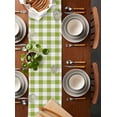 thumbnail image 2 of ERUNPONLY Green Plaid Table Runner - 60 Inch Long Gradient Geometric Buffalo White Checkered Cotton and Linen Blended Dress Scarves Farmhouse Table Runner for Kitchen Dining, Coffee Table, 13"x60", 2 of 8
