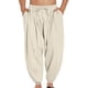 thumbnail image 1 of Pantalones largos para hombre, informales, de color, con cordón ajustable en la pierna, transpirables y holgados., 1 of 6