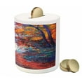 thumbnail image 3 of Country Piggy Bank, Colorful Paint of Park in Fall View of the Earth in Oil Painting Style Print, Ceramic Coin Bank Money Box for Cash Saving, 3.6" X 3.2", Multicolor, by Ambesonne, 3 of 4