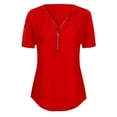 thumbnail image 5 of Shirts For Women Dressy Casual Work Casual V Neck Zipper Loose Blouse Tee Womens Tops Summer, 5 of 5