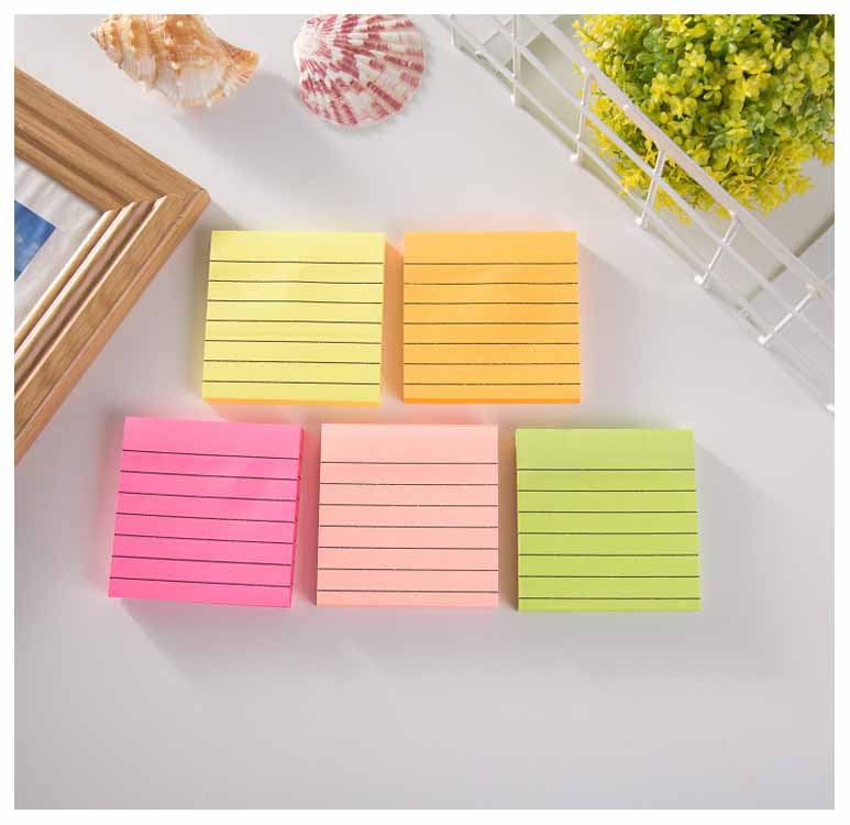 ShenMo (5Pack) Bordée de Notes Collantes 3cmx3 cm Lumineux Stickies de Poste Réglés Coloré Super Collant Puissance Mémo Tampons Adhésif Fort, 100 Feuilles / Bloc
