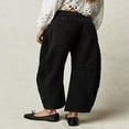 thumbnail image 4 of QJUHUNG Women  Loose Jeans Solid Color Mid-Rise Barrel Denim Pants, 4 of 5