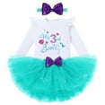 thumbnail image 2 of IBTOM CASTLE Toddler Baby Girls Mermaid 1st Birthday Outfit Princess Romper + Tutu Skirt + Shiny Bowknot Headband Cake Smash Clothes Set, 3-Piece, 2 of 7