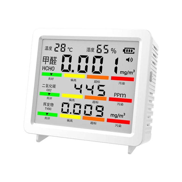 HILABEE Indoor Air Quality Monitor Air Analyzer Large Screen Multifunctional CO2 Monitor White