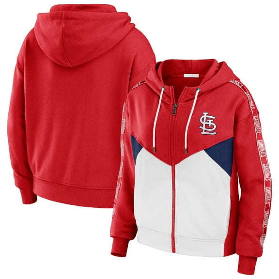 Women's WEAR by Erin Andrews Red/White St. Louis Cardinals Color Block Full-Zip Hoodie