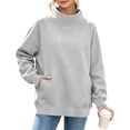 thumbnail image 3 of Sweatshirts for Women Cozy Mock Neck Pullover Top Drop Shoulder Long Sleeve Sweatshirt with Front Pocket Relaxed Fit Winter Warm Clothing, 3 of 9