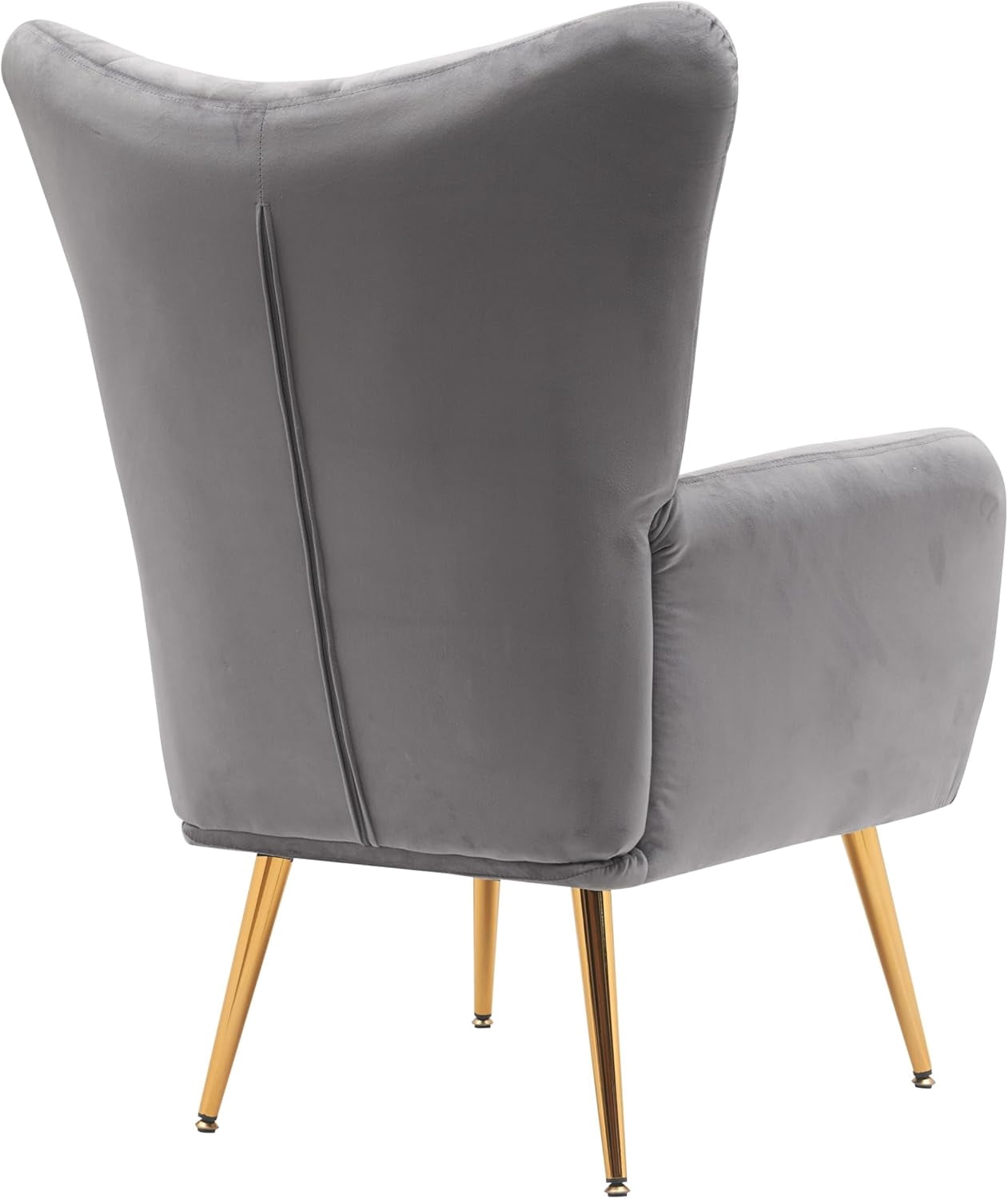 US Pride Furniture Modern Chic Mid-Century Velvet Accent Armchair for Living Room Bedroom or Home Office Button-Tufted Wingback Design with Gold Flared Legs Grey