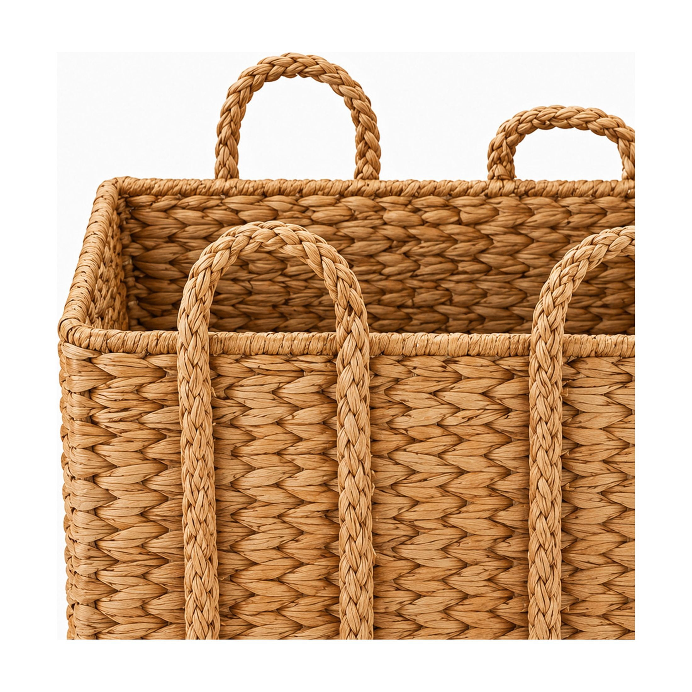 DecMode 20" x 11" Brown Seagrass Handmade Woven Storage Basket with Braided Handles, 1-Piece