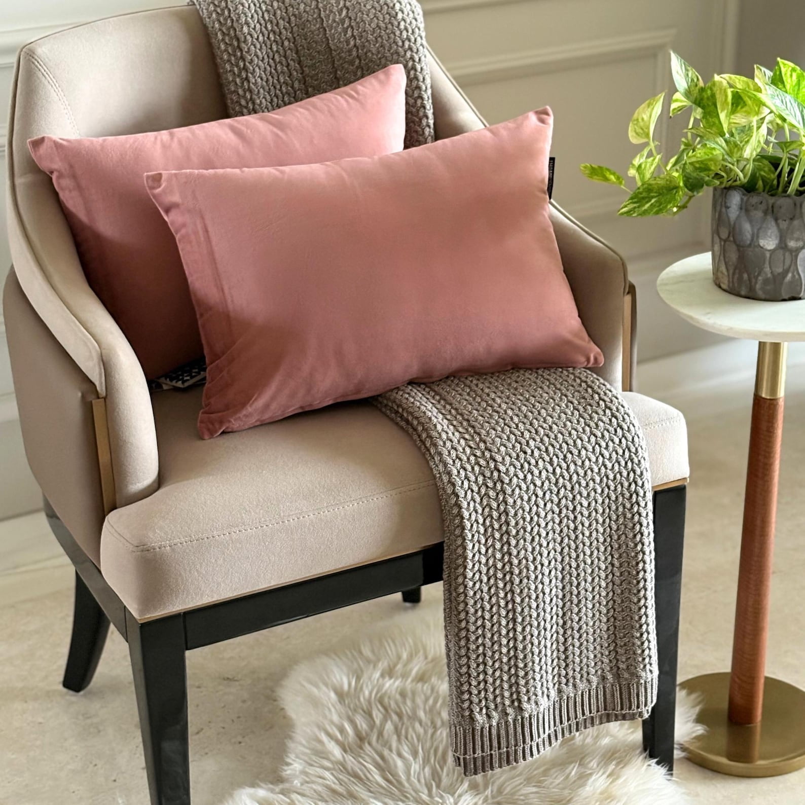 Blush Pink Luxury Lumbar Pillow Cover 20"x26" | Pack of 2 Modern Velvet Oblong Pillow Cover Solid | Plain Solid Pillowcases for Bed, Couch & Sofa, Modern Home Décor - Blush Pink Velvet Dream