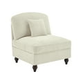 thumbnail image 3 of Newest Multi-Functional Armless Chair, Beige White Chenille Sofa,Removable Skirt, Convertible 2 Styles, Includes Pillow, Ideal for Apartments, 3 of 8